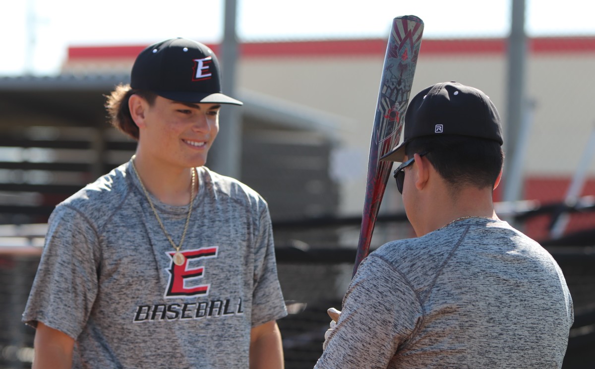 Brady Ebel shares a light moment. 
